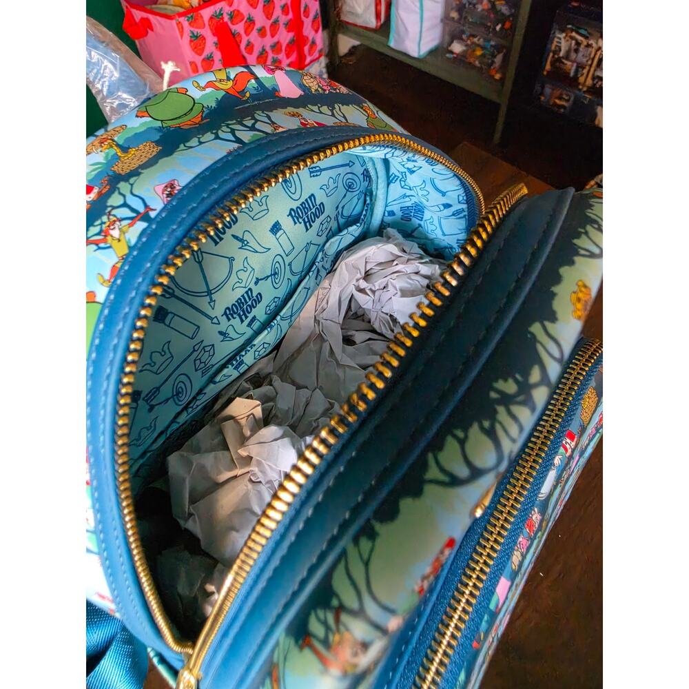 NWT Loungefly Disney Robin Hood Sherwood All Over Print Backpack - Picture 5 of 6